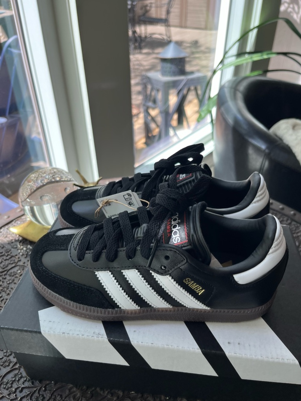 ADIDAS SAMBA J  CLASSIC INDOOR SOCCER SHOES BLACK WHITE 1 - Picture 5 of 9